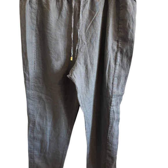 Ellen Tracy Women’s 100% Linen Pants Tapered Elastic Waist Gray Lagenlook Large - Picture 1 of 8